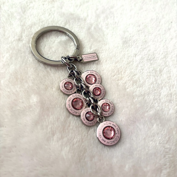 ✨VINTAGE COACH BCA SIGNATURE PINK DIAMOND CHARM FOB KEYCHAIN PINK COACH ✨ - Picture 4 of 4